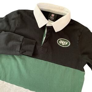 NFL Team Apparel NY Jets Boy's Size Medium (10/12) Rugby Style Long Sleeve Shirt